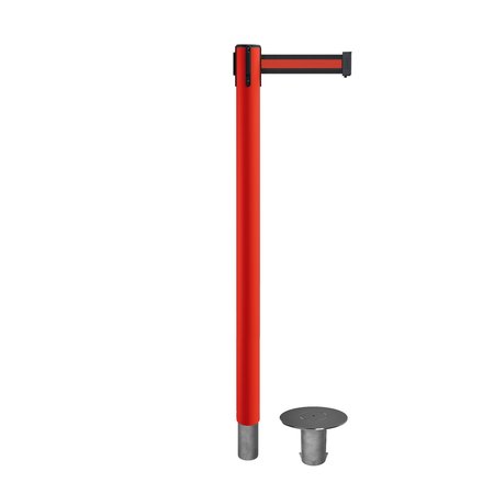 MONTOUR LINE Stanchion Belt Barrier Removable Base Red Post 9ft.Bk/R H Belt MSX630R-RD-BRH-90